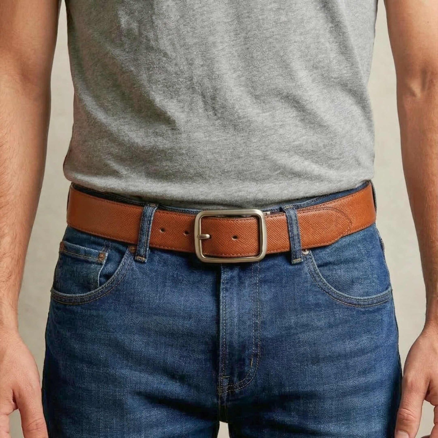 Mens 100% Genuine Leather Belt - ONYX IGNITE Twill Tan Core (Brown & Black Reversible) — Leather Belts for Men | THE MEN THING