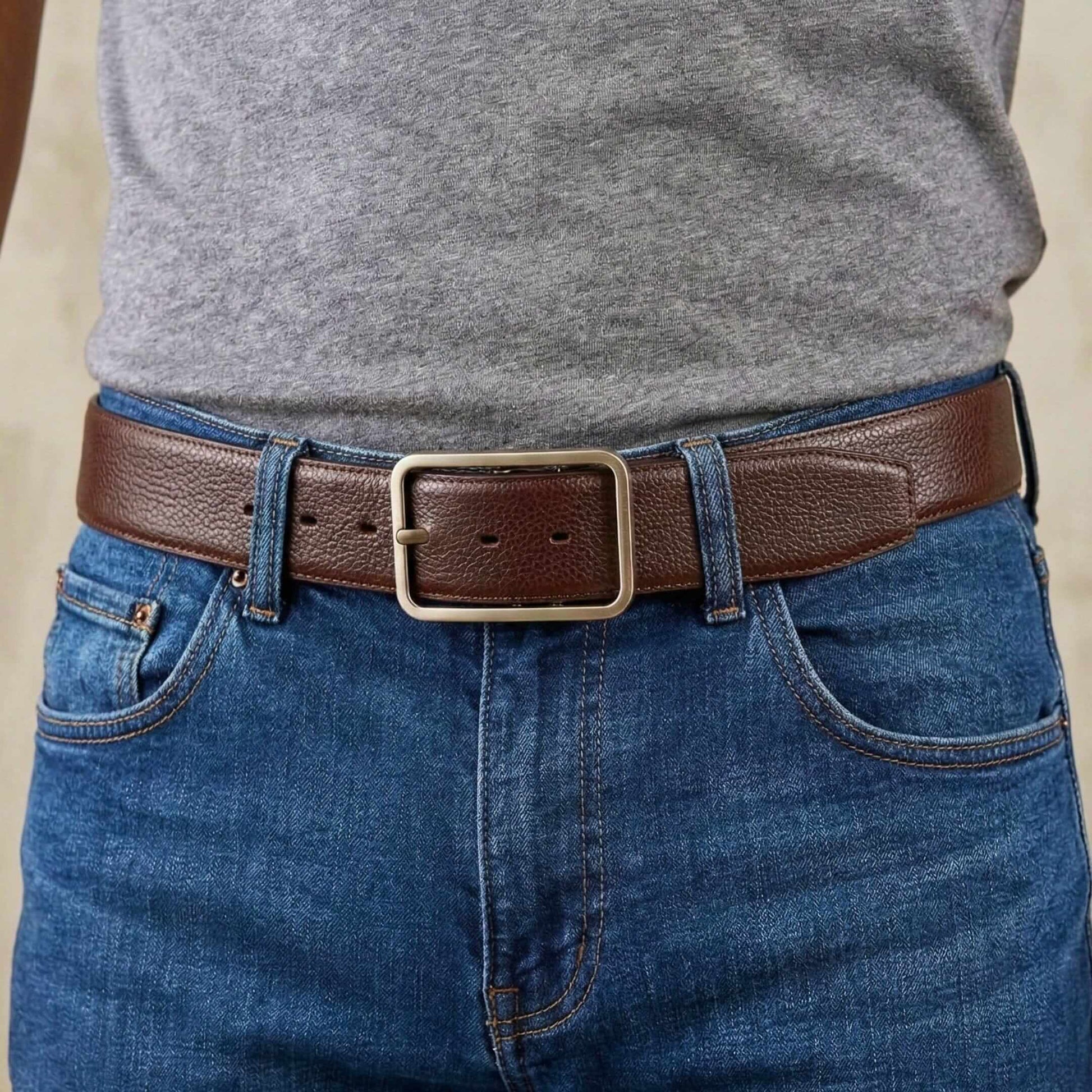 Mens 100% Genuine Leather Belt - ONYX PEBBLE Pebble Grain (Brown & Black Reversible) — Leather Belts for Men | THE MEN THING
