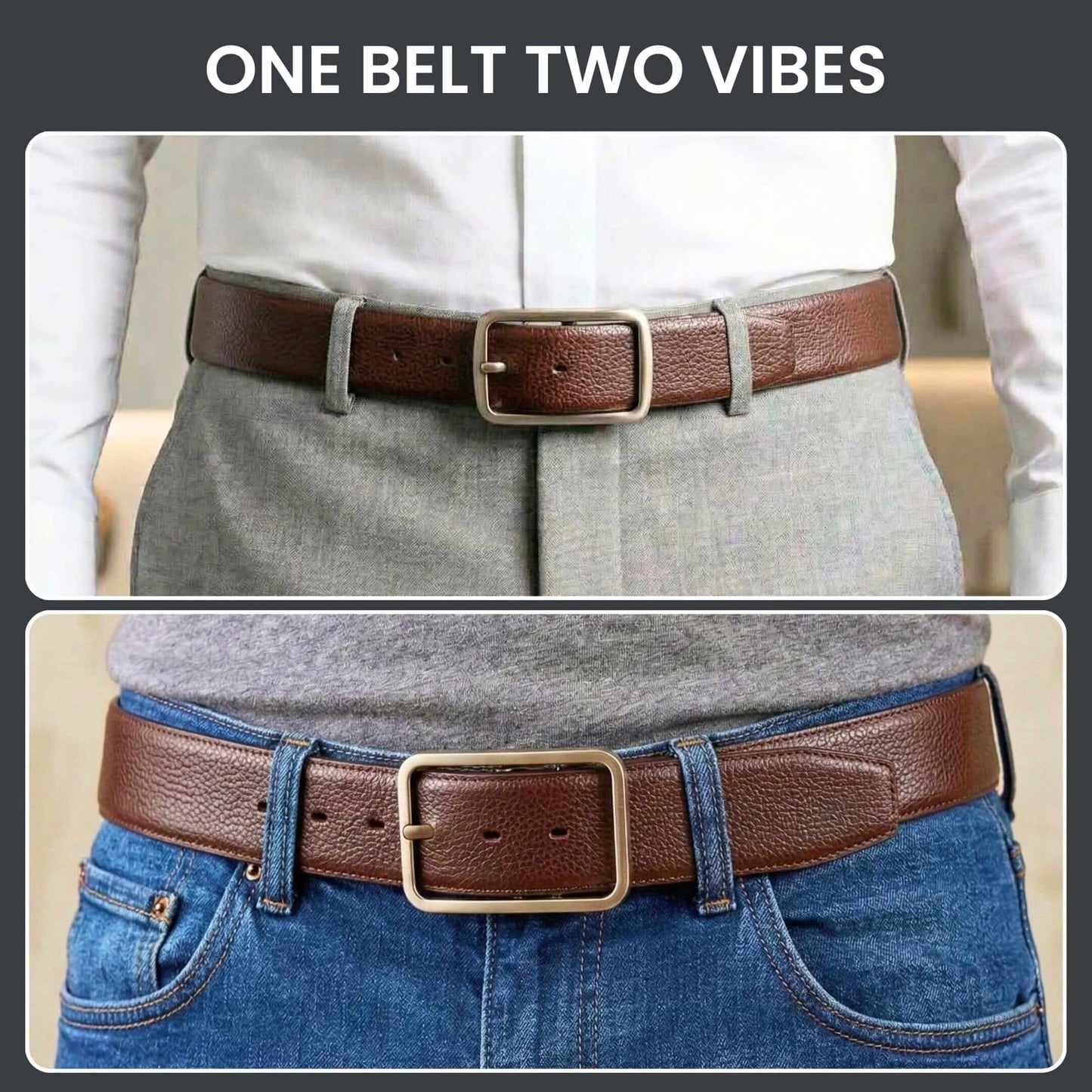 Mens 100% Genuine Leather Belt - ONYX PEBBLE Pebble Grain (Brown & Black Reversible) — Leather Belts for Men | THE MEN THING