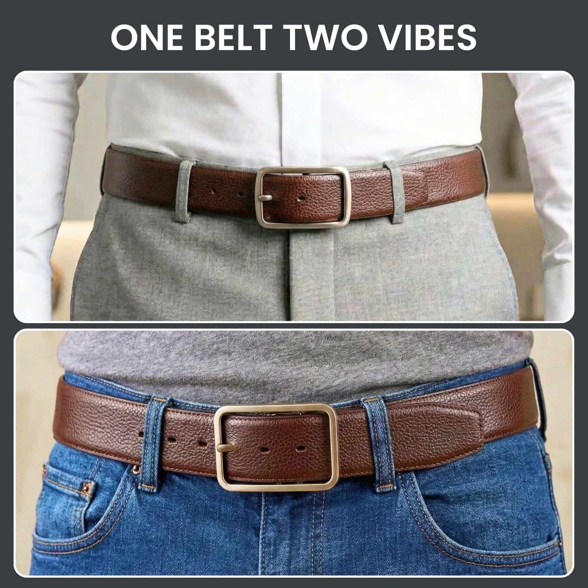 Mens 100% Genuine Leather Belt - ONYX PEBBLE Pebble Grain (Brown & Black Reversible) — Leather Belts for Men | THE MEN THING