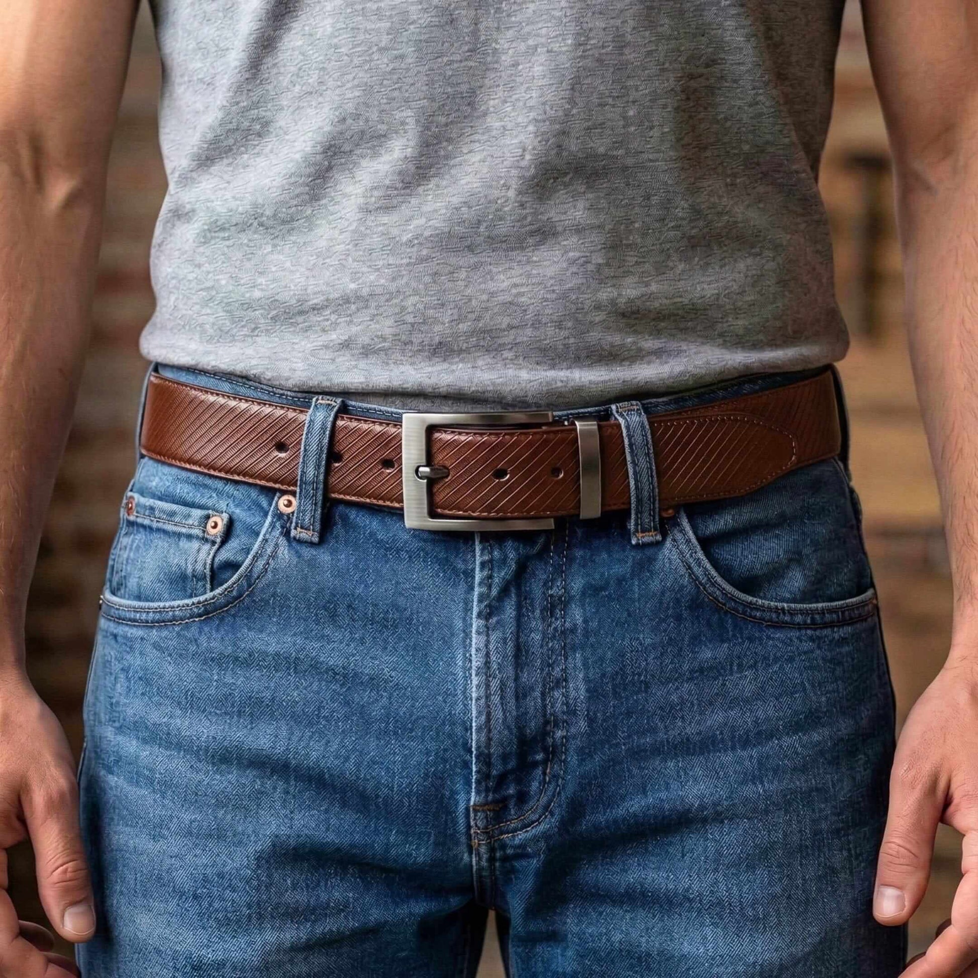 Mens Genuine Leather Belt | 2 in 1 Reversible (Brown & Black) (1 Pc.) - ORVANO - THE MEN THING