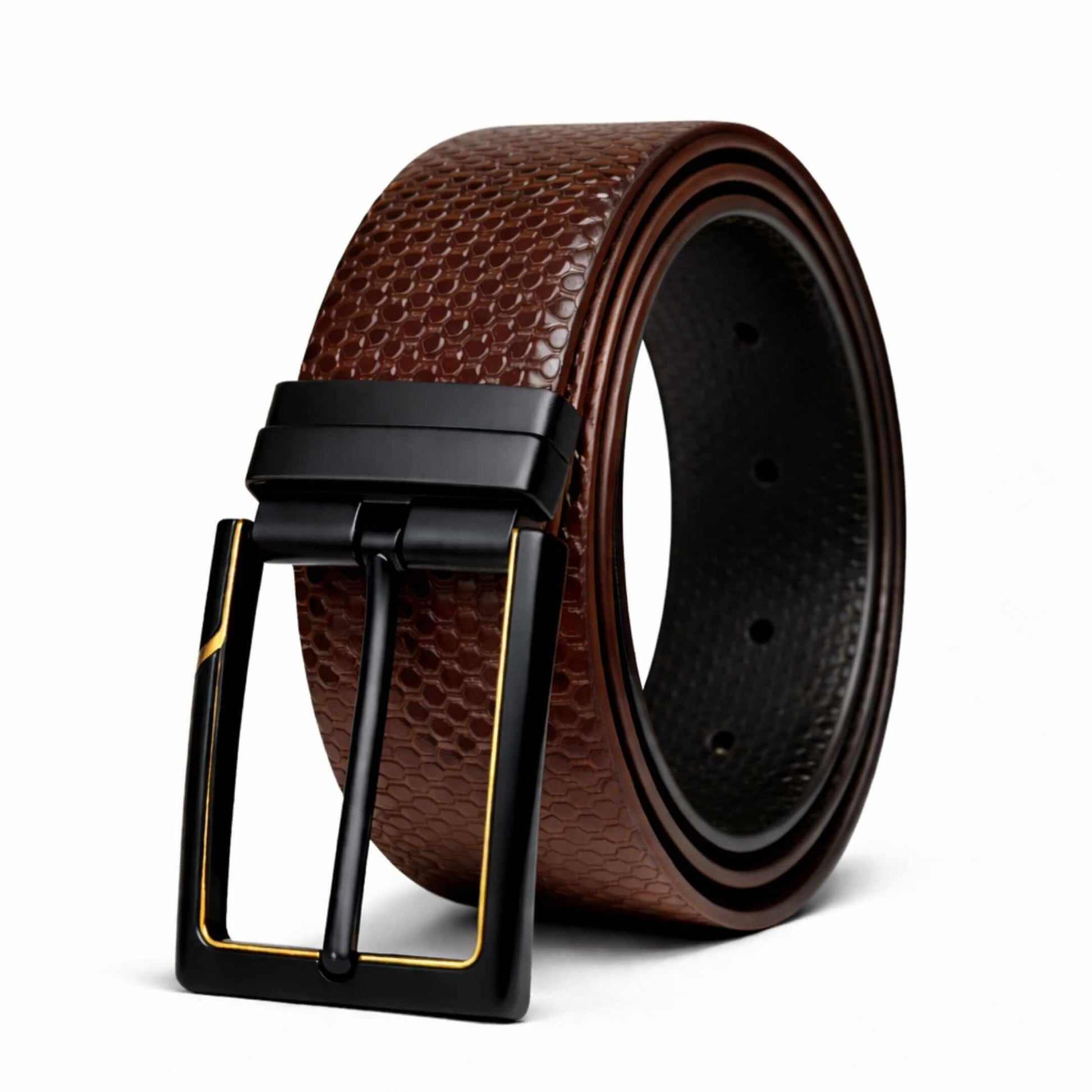 Mens Genuine Leather Belt | 2 in 1 Reversible (Brown & Black) (1 Pc.) - ORVEXA - THE MEN THING