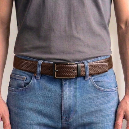 Mens Genuine Leather Belt | 2 in 1 Reversible (Brown & Black) (1 Pc.) - ORVEXA - THE MEN THING