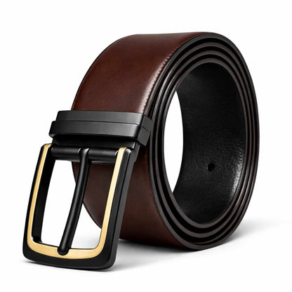 Mens 100% Genuine Leather Belt - SLEEKEDGE Smooth Sleek (Brown & Black Reversible) — Leather Belts for Men | THE MEN THING