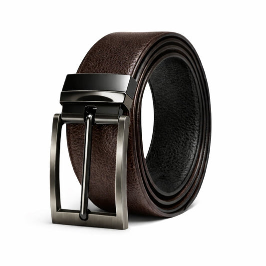 Mens Genuine Leather Belt | 2 in 1 Reversible (Brown & Black) (1 Pc.) - STRIAX - THE MEN THING