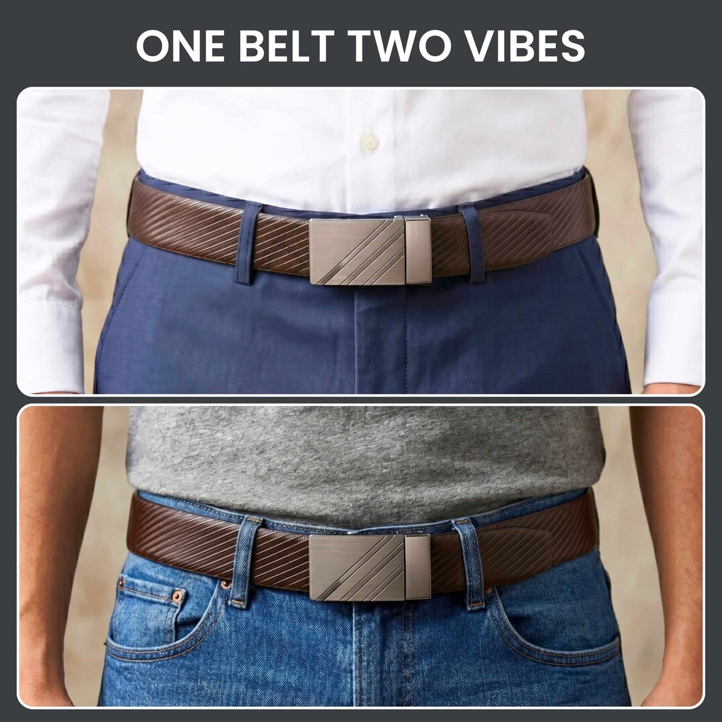 Mens Genuine Leather Belt | 2 in 1 Reversible (Brown & Black) (1 Pc.) - STRYDEX - THE MEN THING