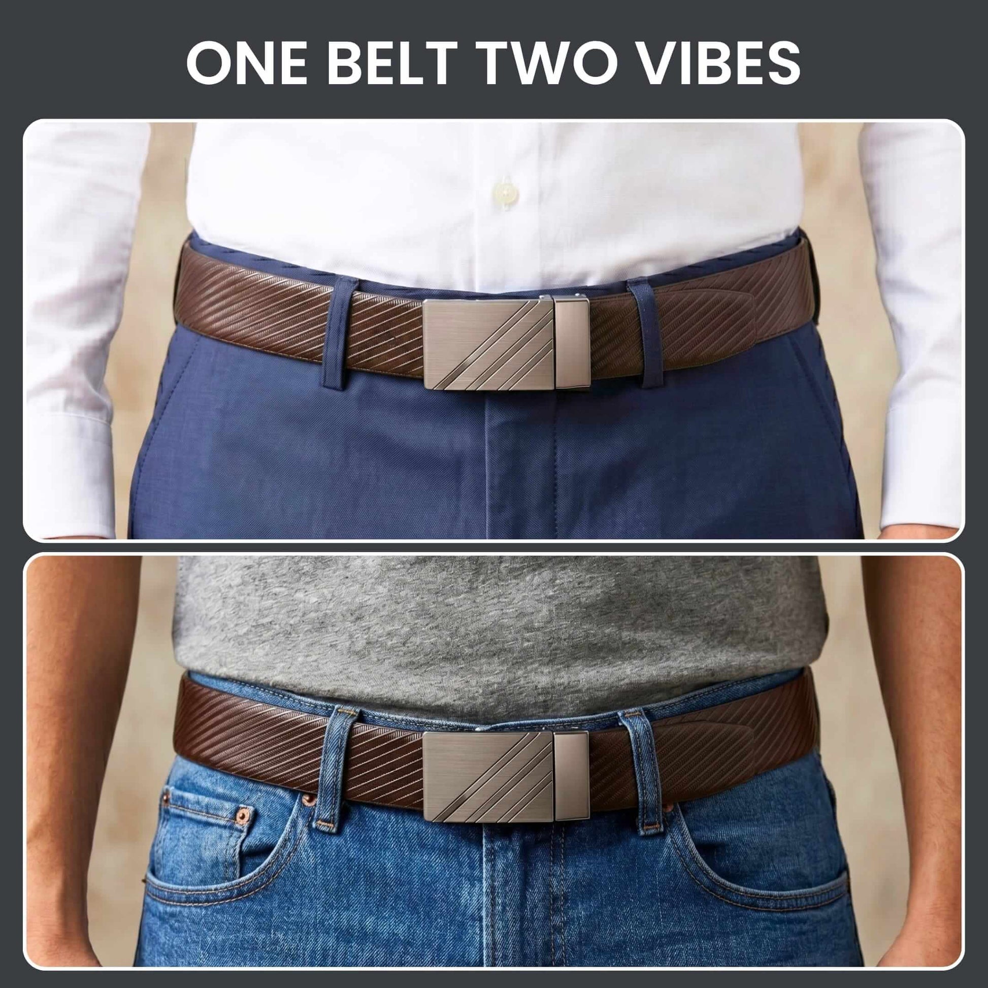 Mens Genuine Leather Belt | 2 in 1 Reversible (Brown & Black) (1 Pc.) - STRYDEX - THE MEN THING