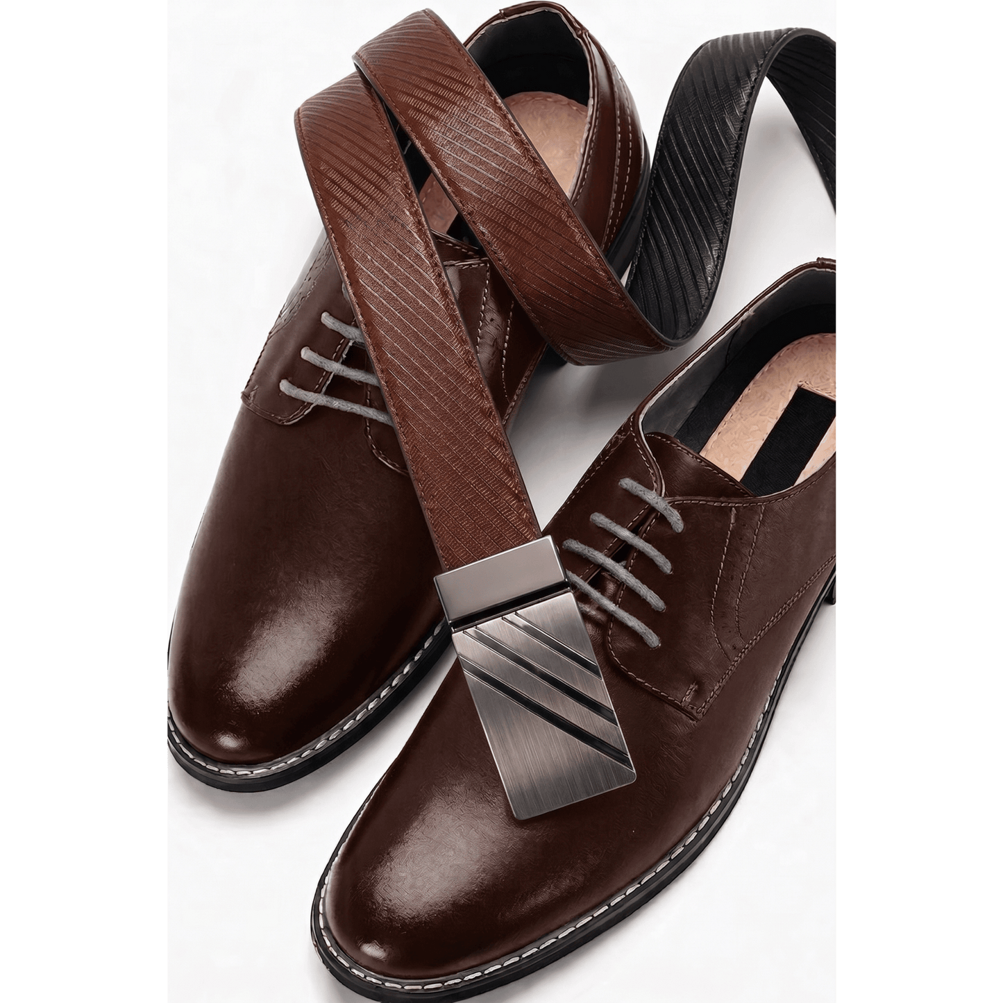 Mens Genuine Leather Belt | 2 in 1 Reversible (Brown & Black) (1 Pc.) - STRYDEX - THE MEN THING