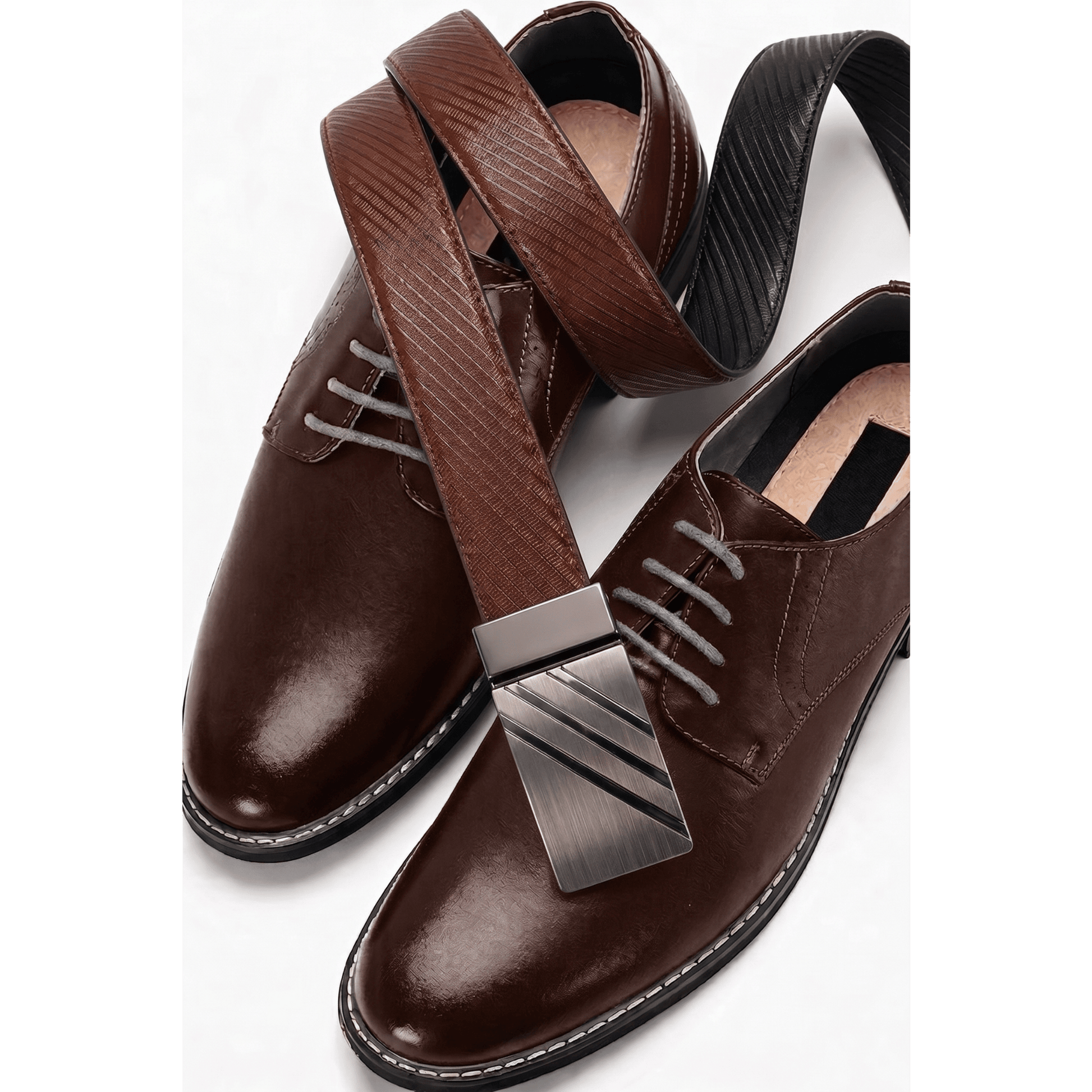 Mens Genuine Leather Belt | 2 in 1 Reversible (Brown & Black) (1 Pc.) - STRYDEX - THE MEN THING