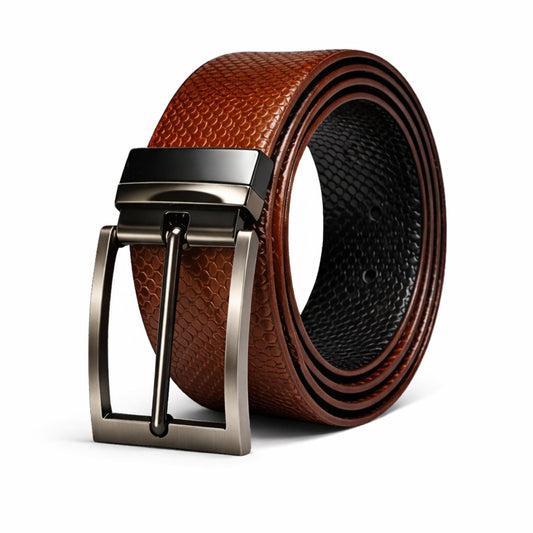 Mens Genuine Leather Belt | 2 in 1 Reversible (Brown & Black) (1 Pc.) - STYLON - THE MEN THING