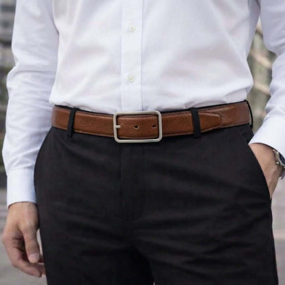 Mens 100% Genuine Leather Belt - TANERO Lizard Emboss (Brown & Black Reversible) — Leather Belts for Men | THE MEN THING