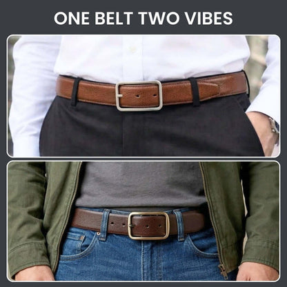 Mens 100% Genuine Leather Belt - TANERO Lizard Emboss (Brown & Black Reversible) — Leather Belts for Men | THE MEN THING