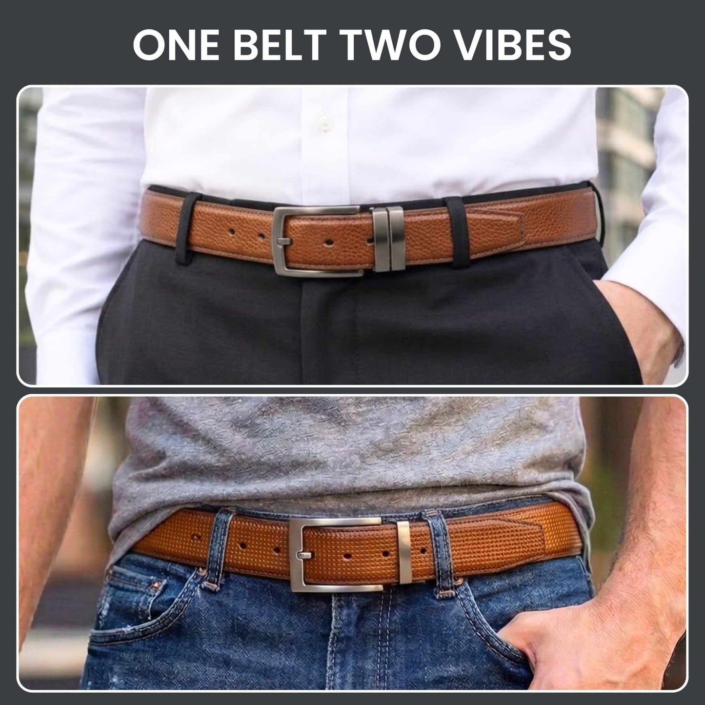 Mens 100% Genuine Leather Belt - TORVEX Basket Weave Emboss (Brown & Black Reversible) — Leather Belts for Men | THE MEN THING