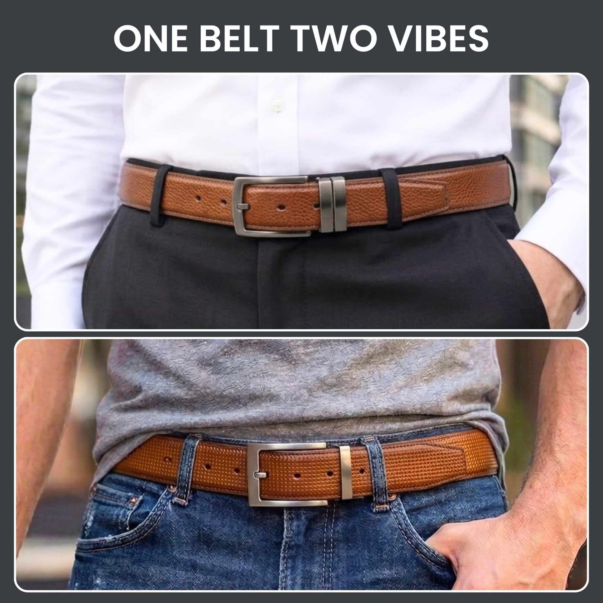 Mens 100% Genuine Leather Belt - TORVEX Basket Weave Emboss (Brown & Black Reversible) — Leather Belts for Men | THE MEN THING