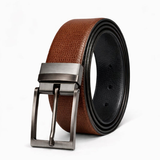 Mens Genuine Leather Belt | 2 in 1 Reversible (Brown & Black) (1 Pc.) - TORZEN - THE MEN THING