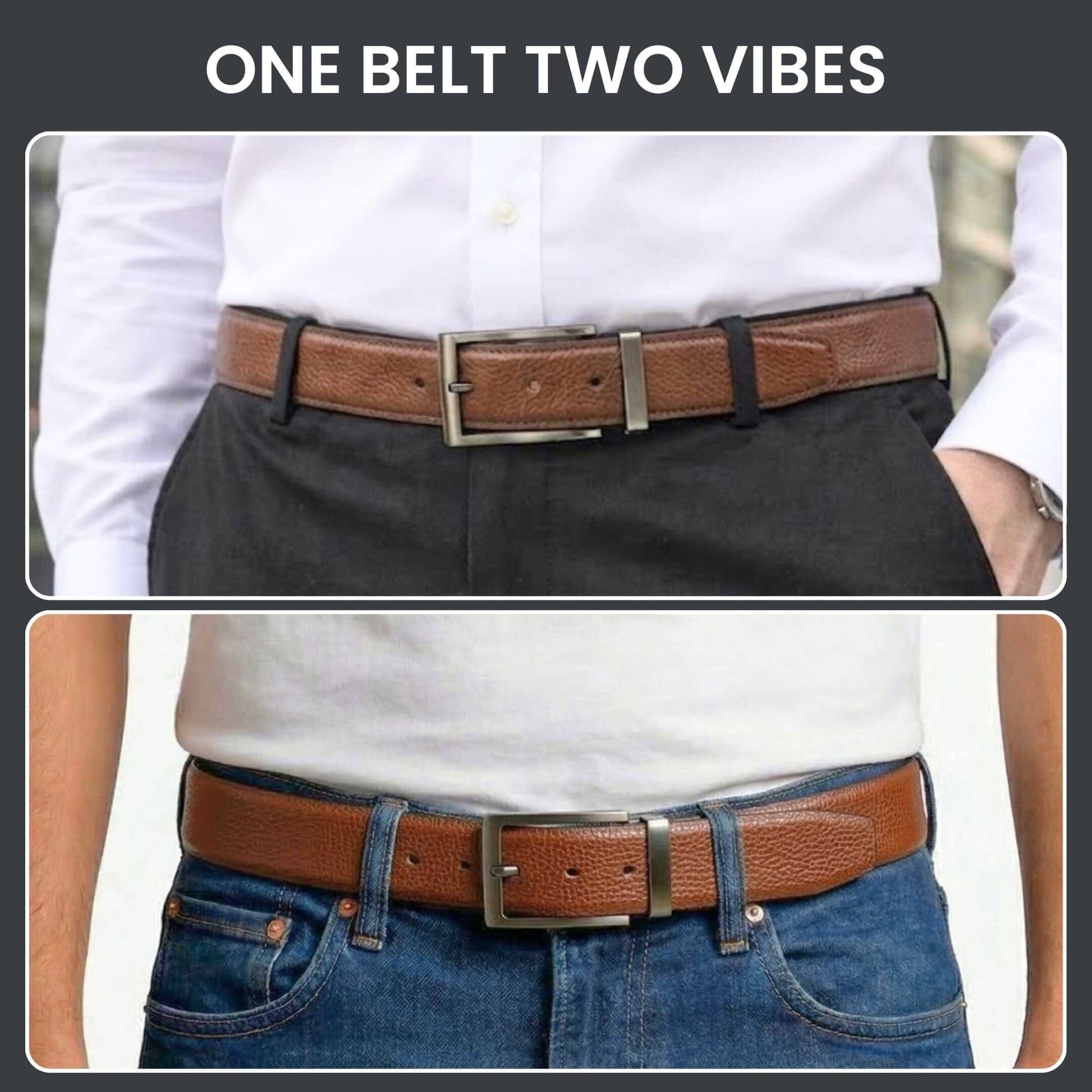 Mens 100% Genuine Leather Belt - TORZEN Fine Grid Texture (Brown & Black Reversible) — Leather Belts for Men | THE MEN THING