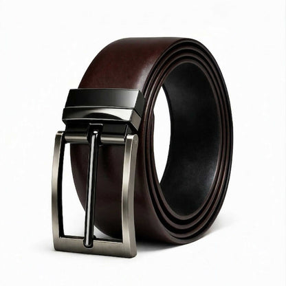 Mens 100% Genuine Leather Belt - VANTHOR Smooth Classic (Brown & Black Reversible) — Leather Belts for Men | THE MEN THING