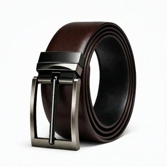 Mens Genuine Leather Belt | 2 in 1 Reversible (Brown & Black) (1 Pc.) - VANTHOR - THE MEN THING