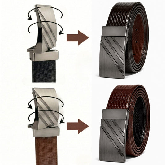 Mens Genuine Leather Belt | 2 in 1 Reversible (Brown & Black) (1 Pc.) - VAREX - THE MEN THING