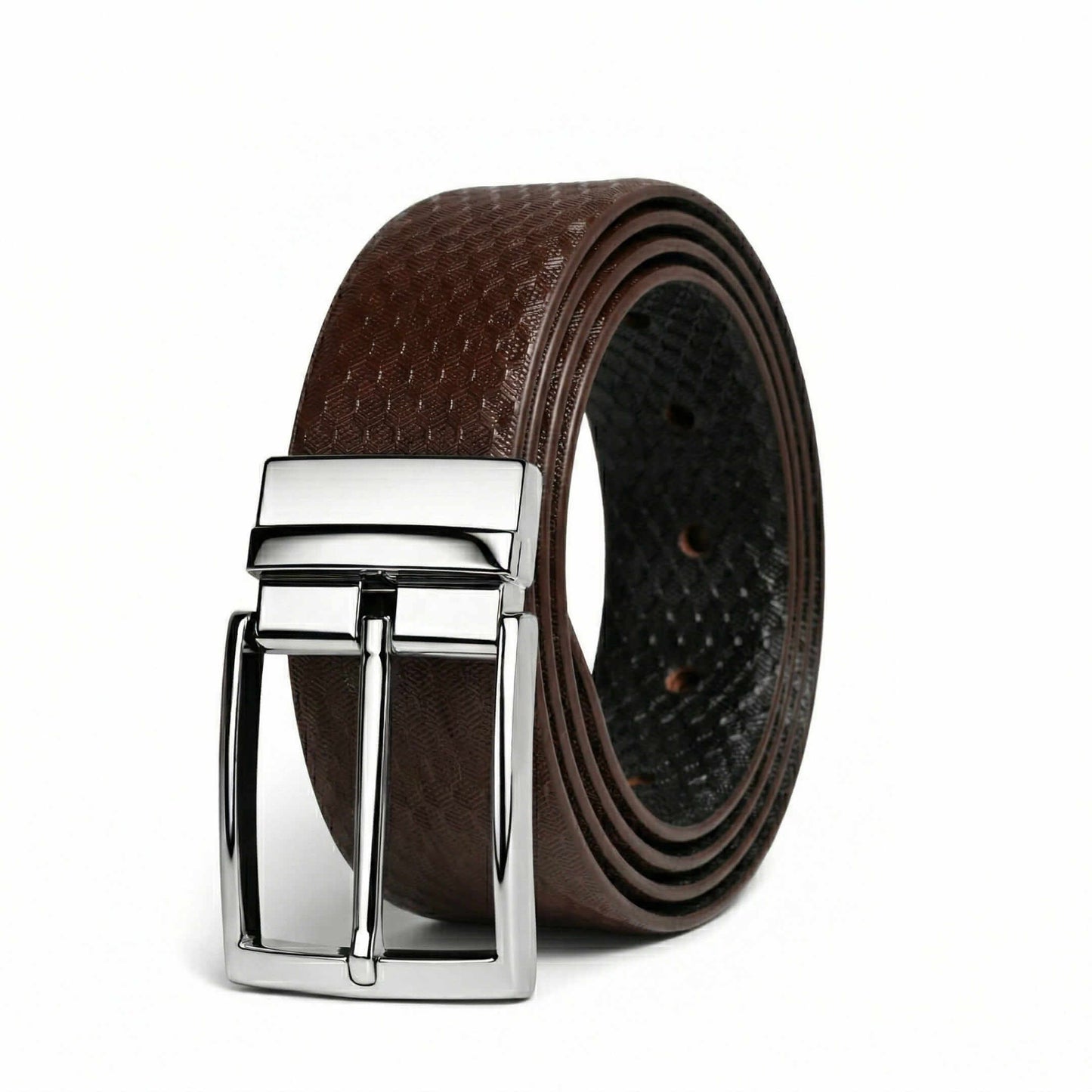Mens 100% Genuine Leather Belt - VELTON Snake Emboss (Brown & Black Reversible) — Leather Belts for Men | THE MEN THING
