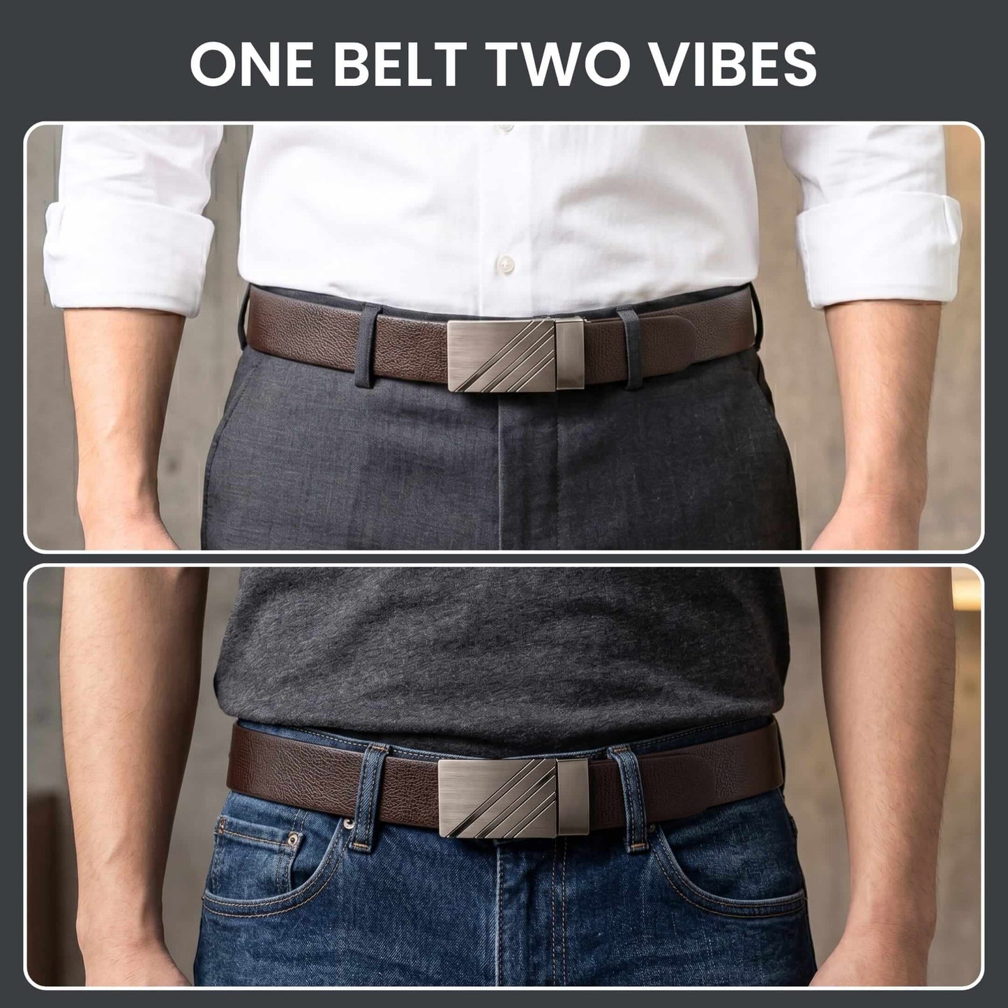 Mens 100% Genuine Leather Belt - VELTRIX Grid Emboss Plate (Brown & Black Reversible) — Leather Belts for Men | THE MEN THING