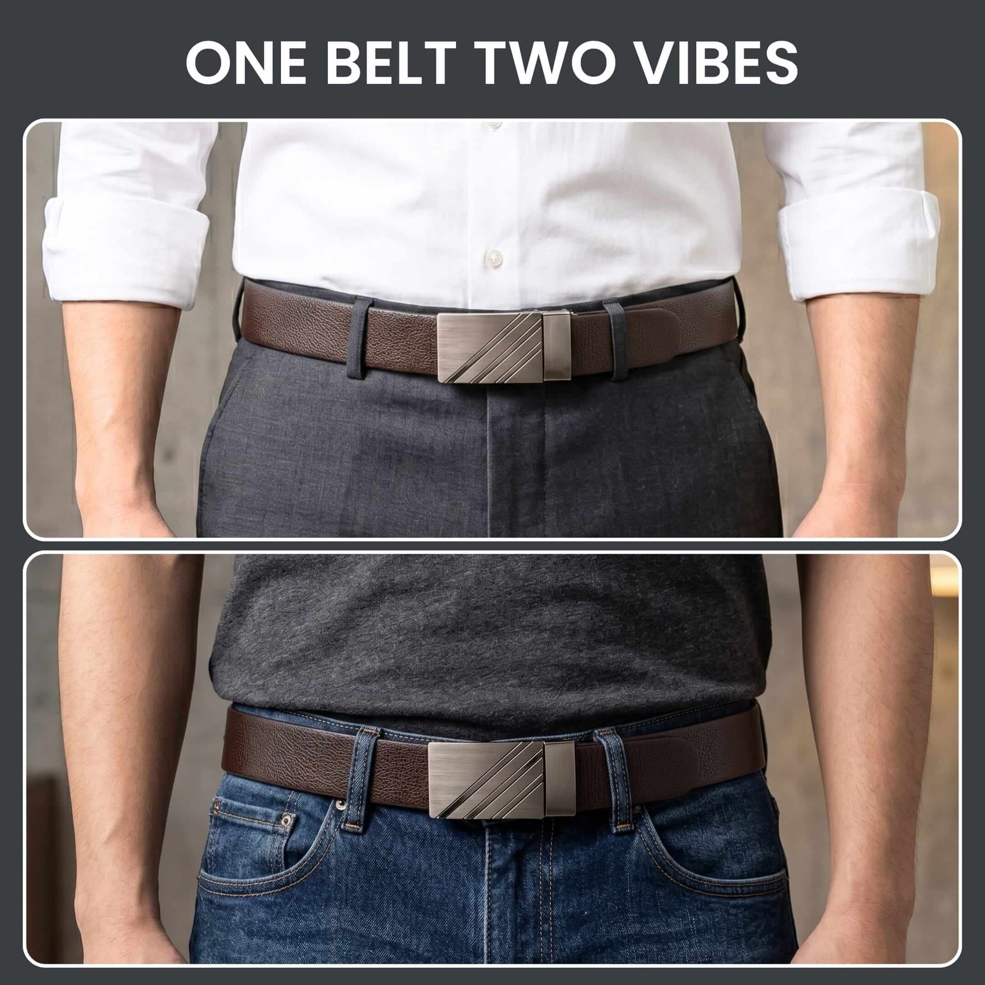 Mens 100% Genuine Leather Belt - VELTRIX Grid Emboss Plate (Brown & Black Reversible) — Leather Belts for Men | THE MEN THING