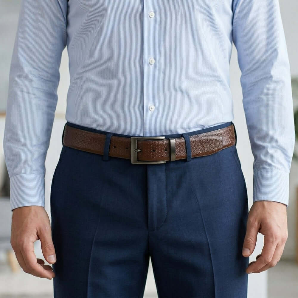 Mens Genuine Leather Belt | 2 in 1 Reversible (Brown & Black) (1 Pc.) - VELTRON - THE MEN THING