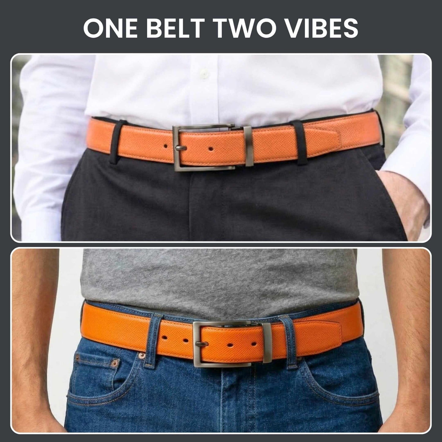 Mens 100% Genuine Leather Belt - VOLTEX Smooth Tan Core (Brown & Black Reversible) — Leather Belts for Men | THE MEN THING