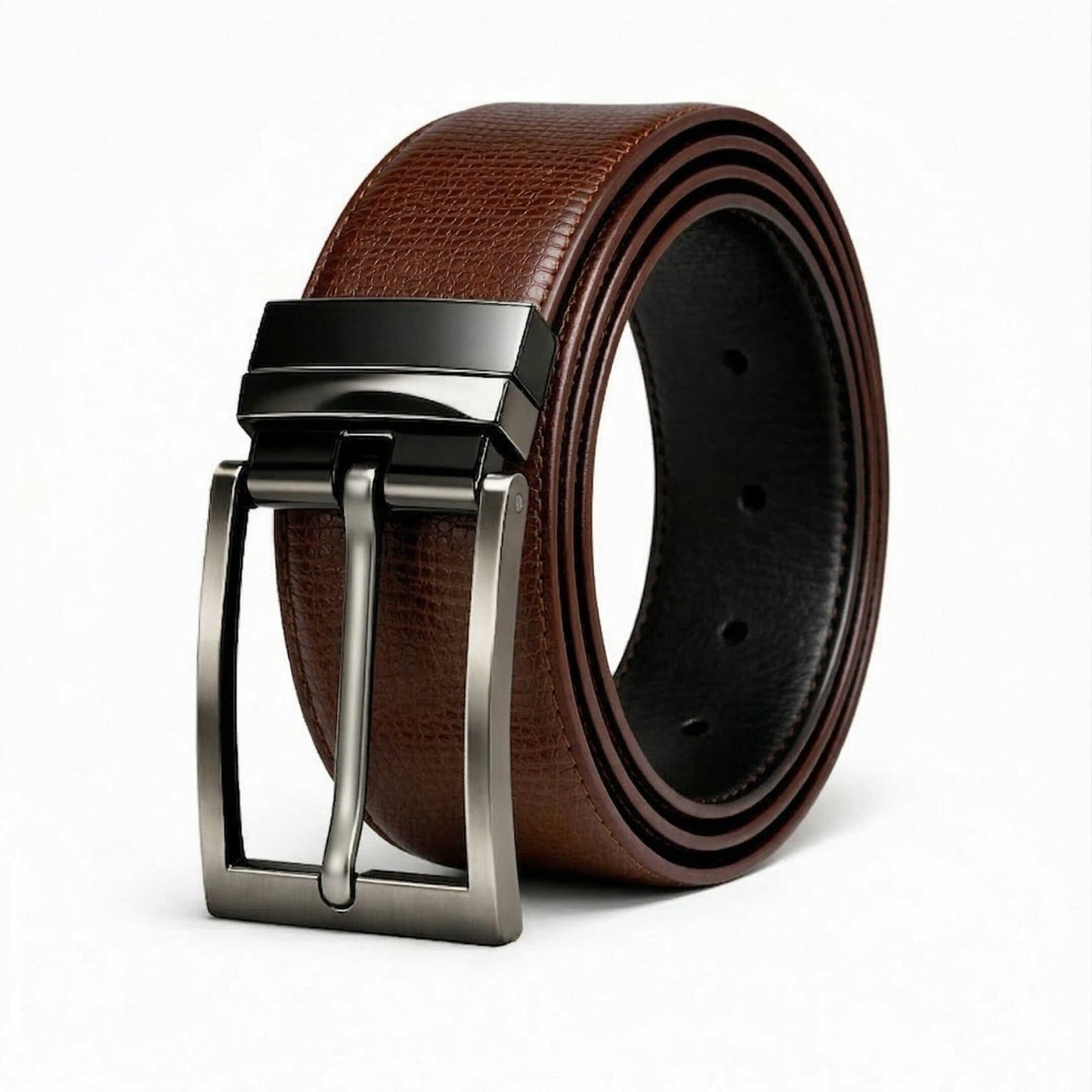 Mens 100% Genuine Leather Belt - VORAX Smooth Classic (Brown & Black Reversible) — Leather Belts for Men | THE MEN THING