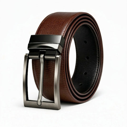 Mens Genuine Leather Belt | 2 in 1 Reversible (Brown & Black) (1 Pc.) - VORAX - THE MEN THING