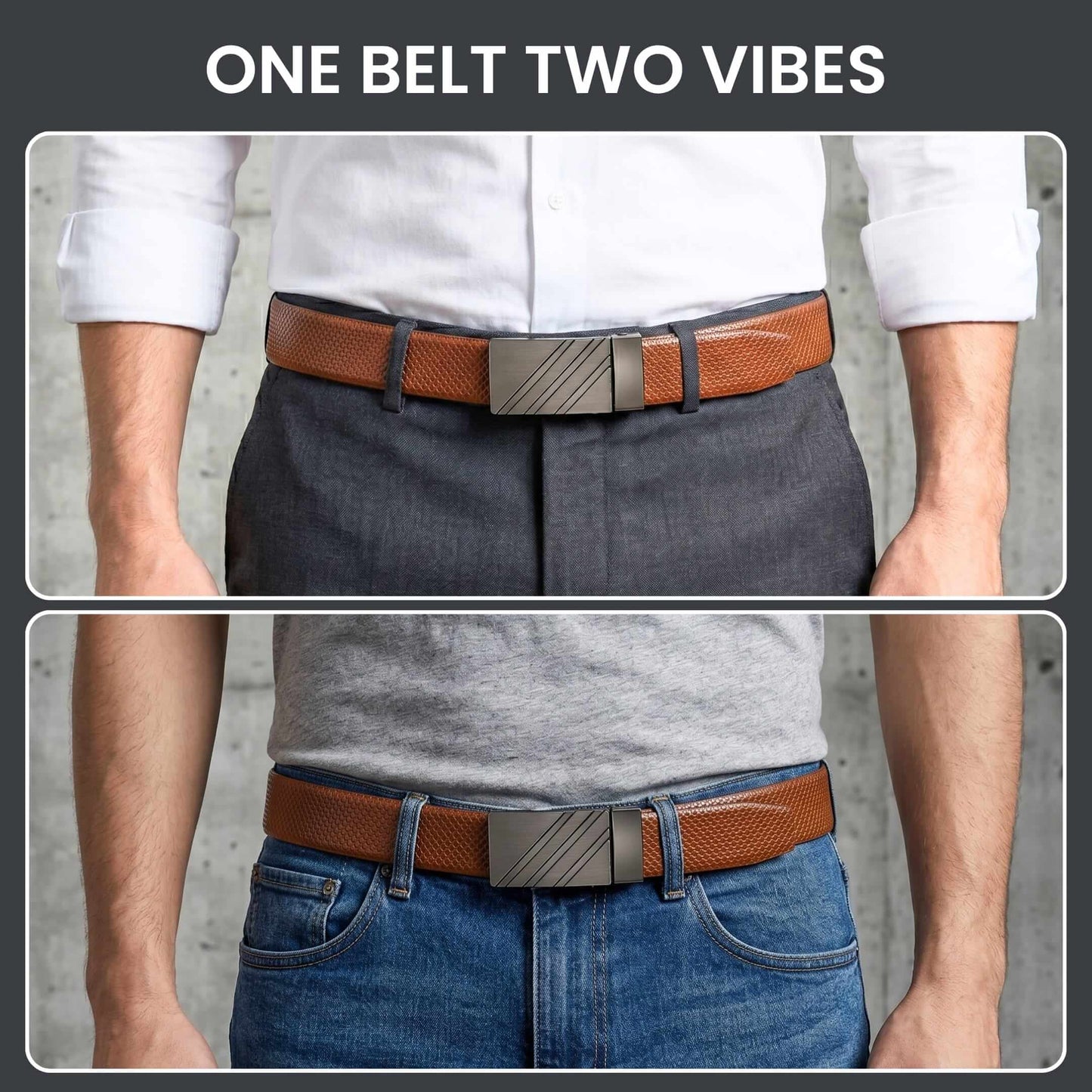 Mens 100% Genuine Leather Belt - ZENTRIX Woven Emboss Plate (Brown & Black Reversible) — Leather Belts for Men | THE MEN THING