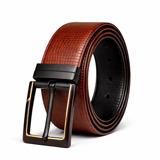 Mens Genuine Leather Belt | 2 in 1 Reversible (Brown & Black) (1 Pc.) - ZYNARO - THE MEN THING