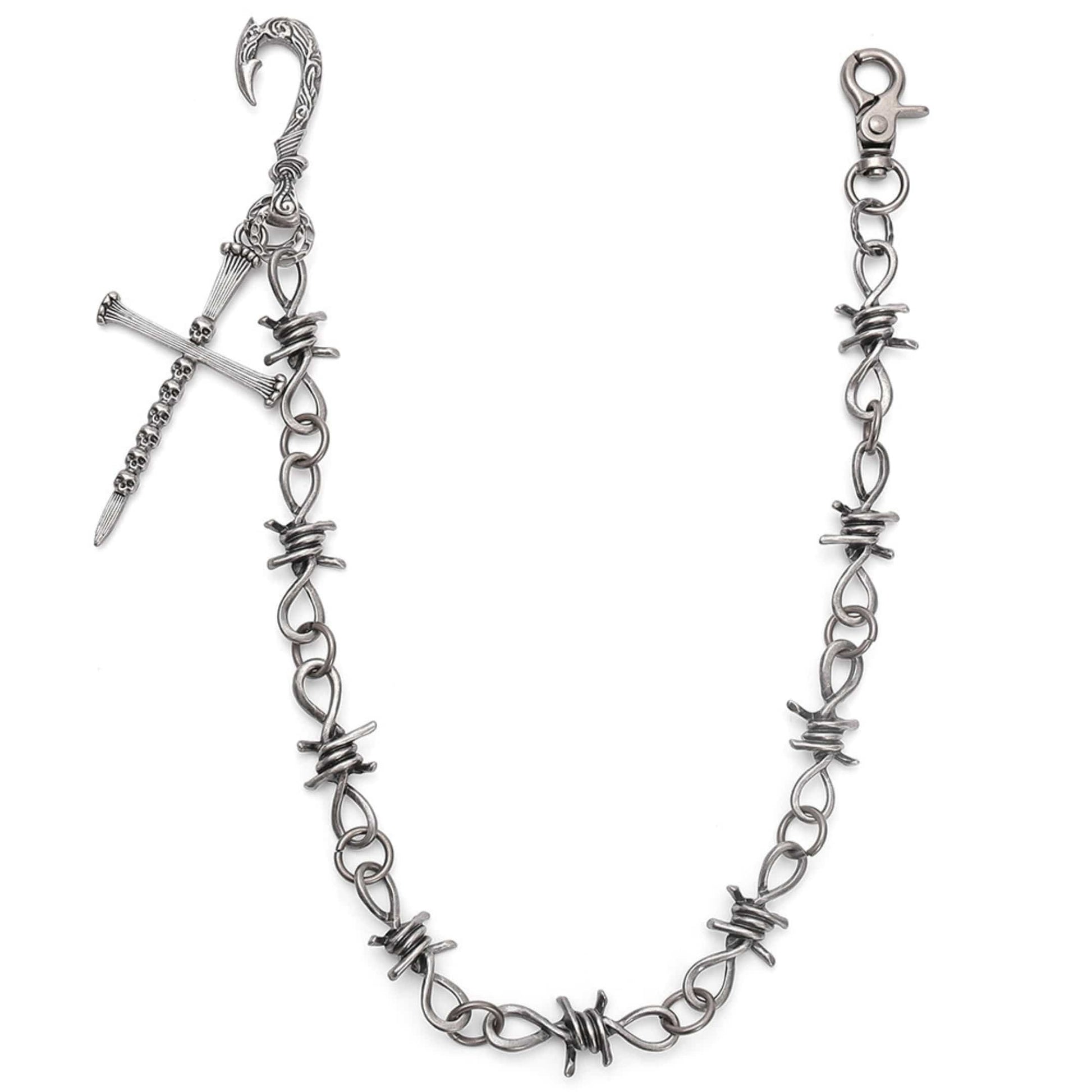 NAILCROSS - Antique Steel 12mm Titanium Steel Heavy Biker Chain for Jeans with Lobster Clasps for Men & Boys - 20 inch - THE MEN THING
