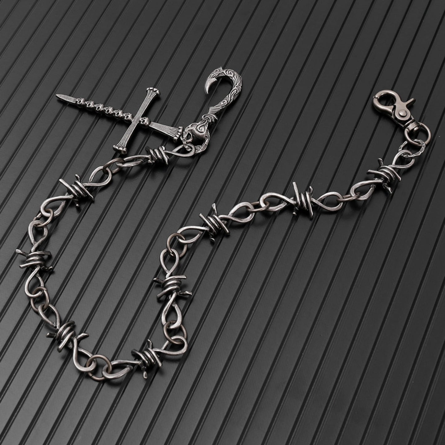 NAILCROSS - Antique Steel 12mm Titanium Steel Heavy Biker Chain for Jeans with Lobster Clasps for Men & Boys - 20 inch - THE MEN THING