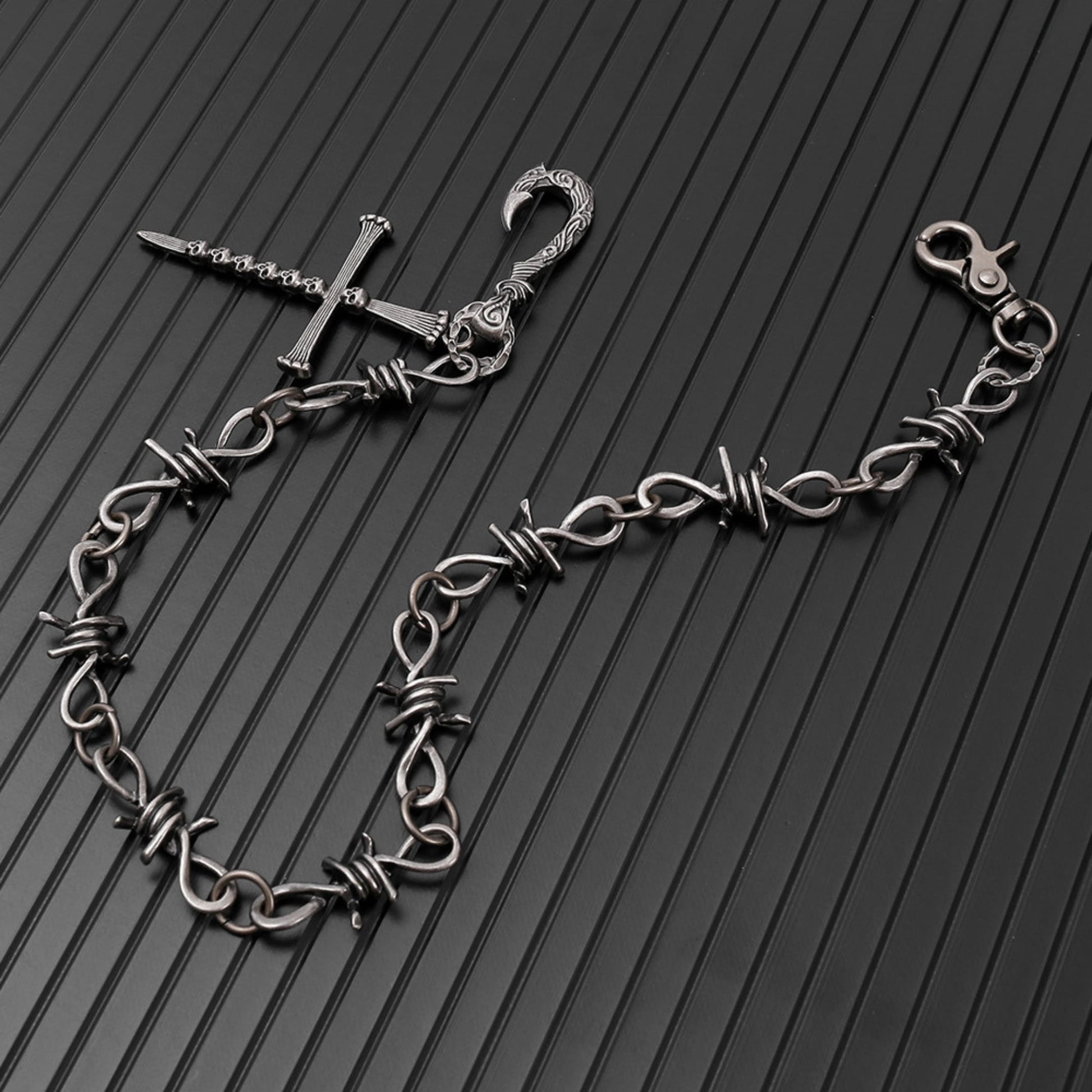 NAILCROSS - Antique Steel 12mm Titanium Steel Heavy Biker Chain for Jeans with Lobster Clasps for Men & Boys - 20 inch - THE MEN THING