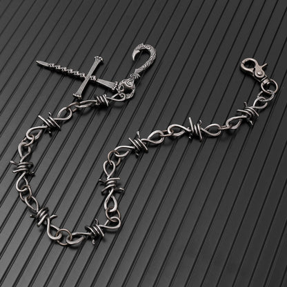 NAILCROSS - Antique Steel 12mm Titanium Steel Heavy Biker Chain for Jeans with Lobster Clasps for Men & Boys - 20 inch - THE MEN THING