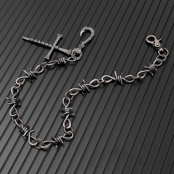 NAILCROSS - Antique Steel 12mm Titanium Steel Heavy Biker Chain for Jeans with Lobster Clasps for Men & Boys - 20 inch