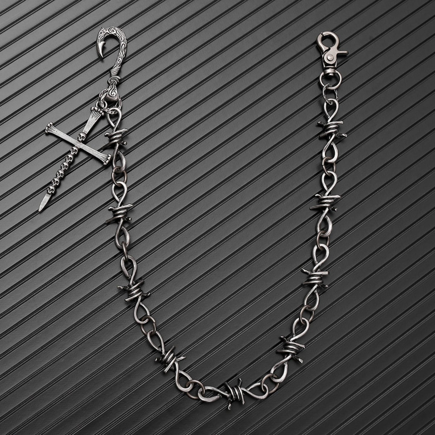 NAILCROSS - Antique Steel 12mm Titanium Steel Heavy Biker Chain for Jeans with Lobster Clasps for Men & Boys - 20 inch - THE MEN THING