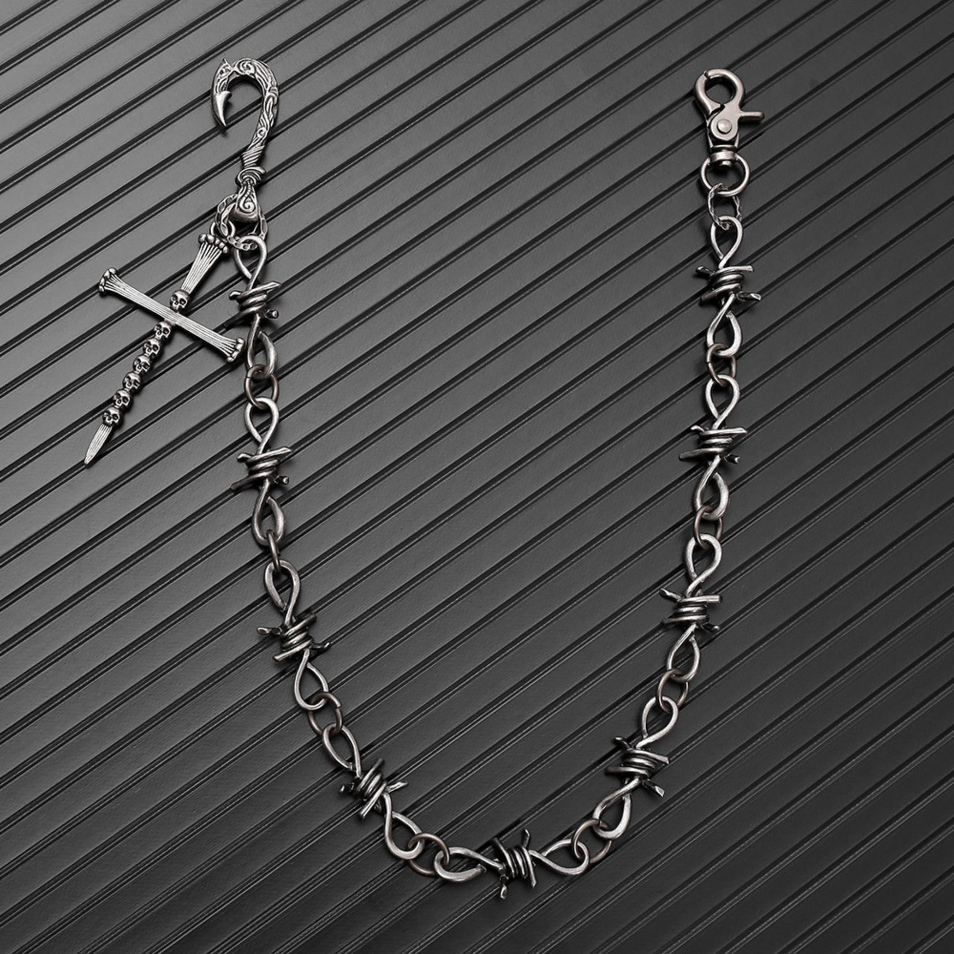 NAILCROSS - Antique Steel 12mm Titanium Steel Heavy Biker Chain for Jeans with Lobster Clasps for Men & Boys - 20 inch - THE MEN THING