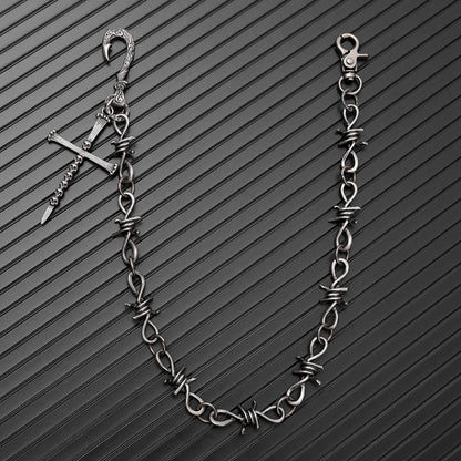 NAILCROSS - Antique Steel 12mm Titanium Steel Heavy Biker Chain for Jeans with Lobster Clasps for Men & Boys - 20 inch - THE MEN THING