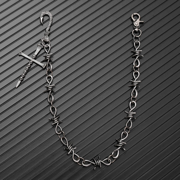 NAILCROSS - Antique Steel 12mm Titanium Steel Heavy Biker Chain for Jeans with Lobster Clasps for Men & Boys - 20 inch