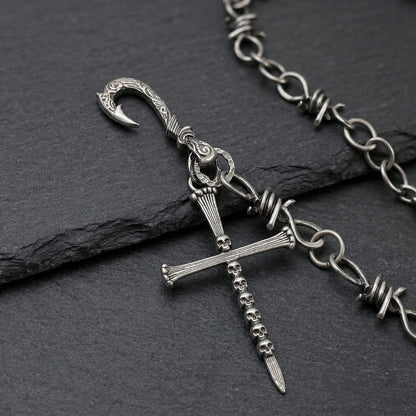 NAILCROSS - Antique Steel 12mm Titanium Steel Heavy Biker Chain for Jeans with Lobster Clasps for Men & Boys - 20 inch - THE MEN THING