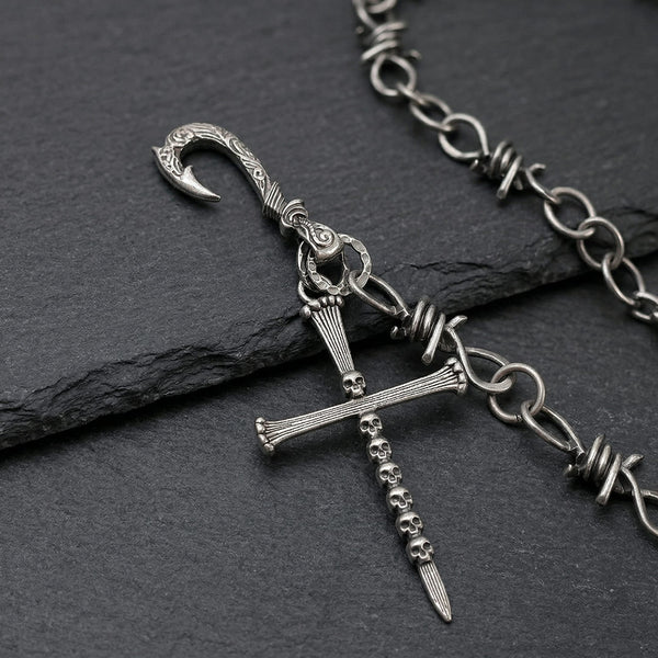 NAILCROSS - Antique Steel 12mm Titanium Steel Heavy Biker Chain for Jeans with Lobster Clasps for Men & Boys - 20 inch