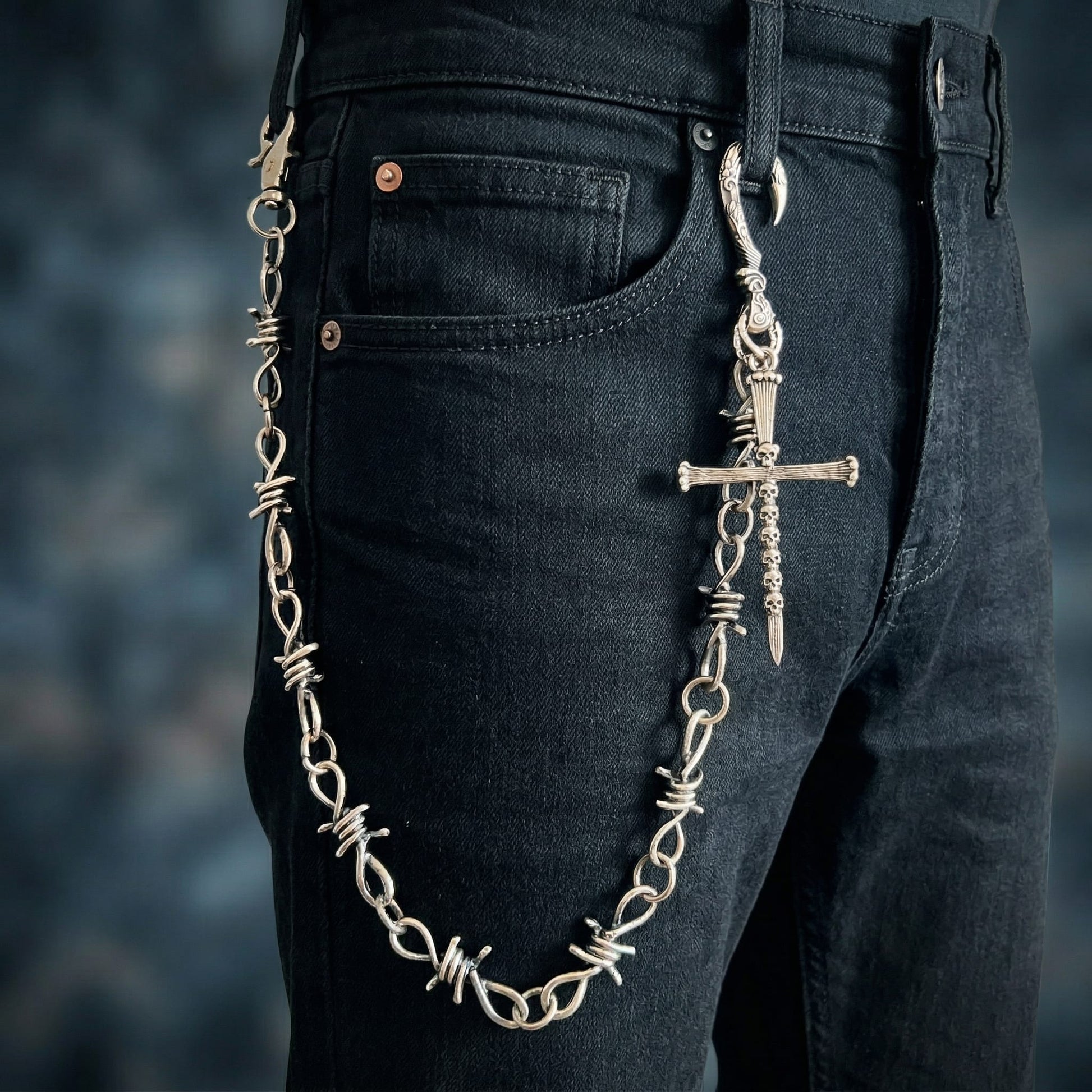 NAILCROSS - Antique Steel 12mm Titanium Steel Heavy Biker Chain for Jeans with Lobster Clasps for Men & Boys - 20 inch - THE MEN THING