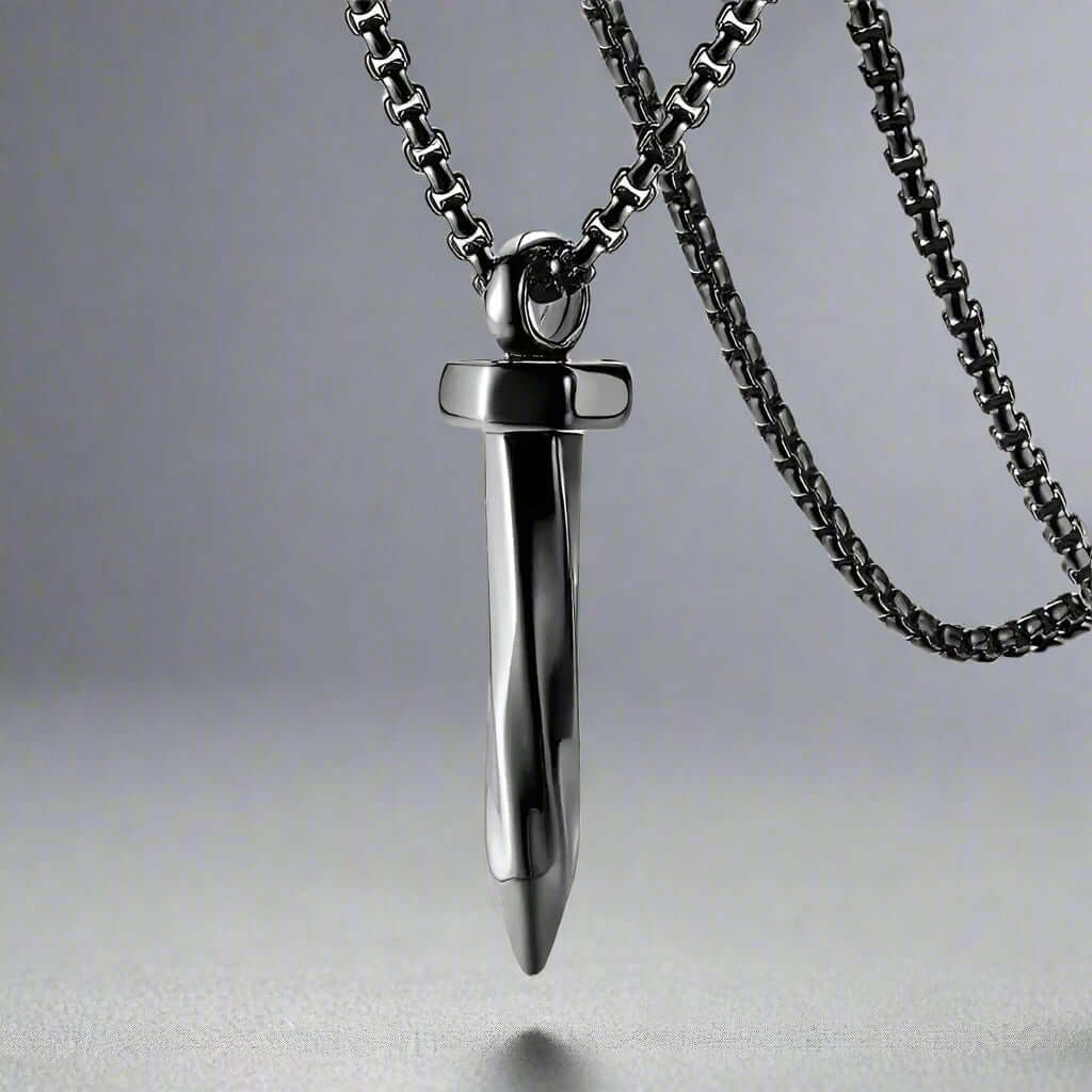 NAILED IT - Black Tone - Pure Titanium Steel Pendant with 24inch Round Box Chain for Men & Boys — SS Pendant/ Necklace for Men | THE MEN THING