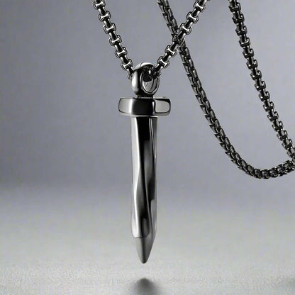NAILED IT - Black Tone - Pure Titanium Steel Pendant with 24inch Round Box Chain for Men & Boys — SS Pendant/ Necklace for Men | THE MEN THING
