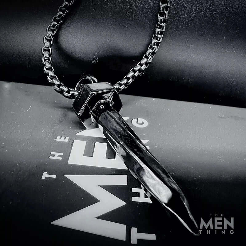 NAILED IT - Black Tone - Pure Titanium Steel Pendant with 24inch Round Box Chain for Men & Boys — SS Pendant/ Necklace for Men | THE MEN THING