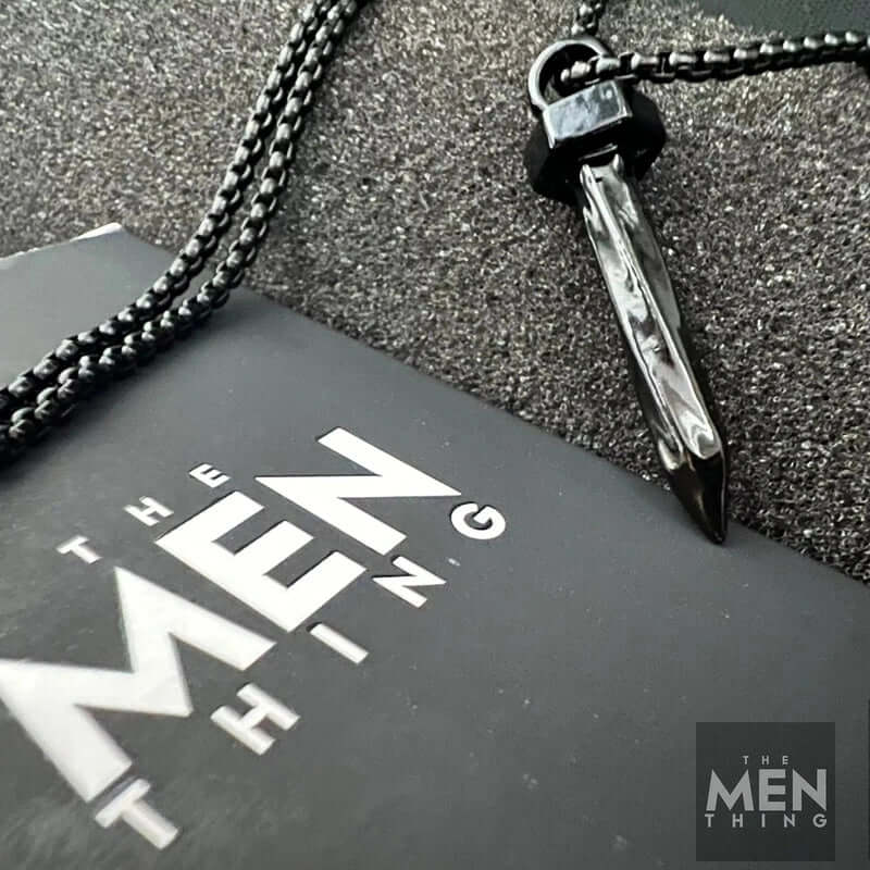 NAILED IT - Black Tone - Pure Titanium Steel Pendant with 24inch Round Box Chain for Men & Boys — SS Pendant/ Necklace for Men | THE MEN THING
