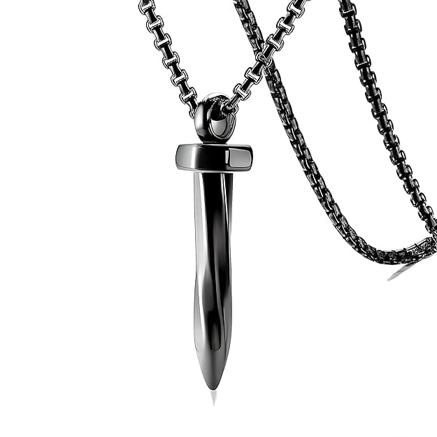 NAILED IT - Black Tone - Pure Titanium Steel Pendant with 24inch Round Box Chain for Men & Boys — SS Pendant/ Necklace for Men | THE MEN THING