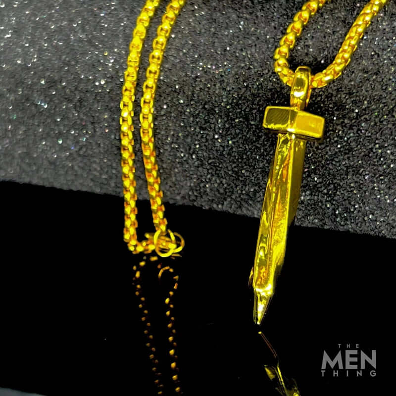 NAILED IT (Gold Tone) -  Alloy Pendant with Pure Stainless Steel 24inch Round Box Chain, European trending Style for Men & Boy - THE MEN THING